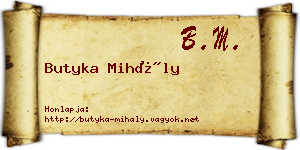 Butyka Mihály névjegykártya