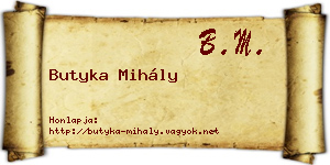 Butyka Mihály névjegykártya